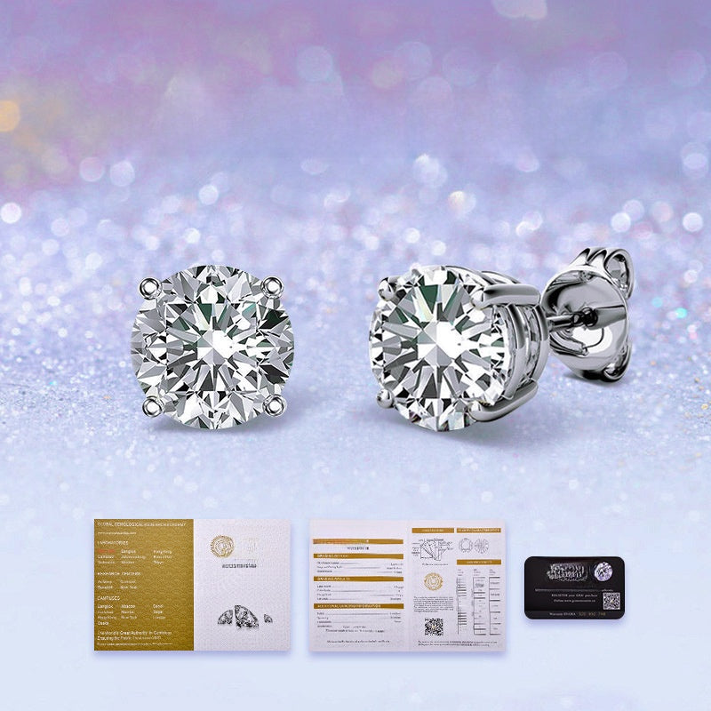 Classic Four-Claw Moissanite Sterling Silver Earrings
