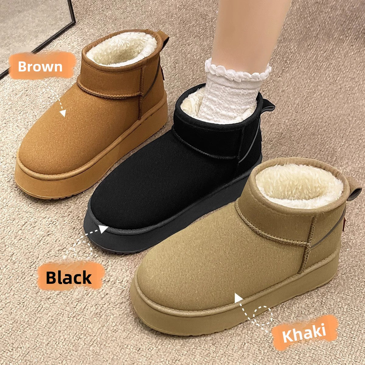 Thick Sole Winter Snow Boots with Plush Lining