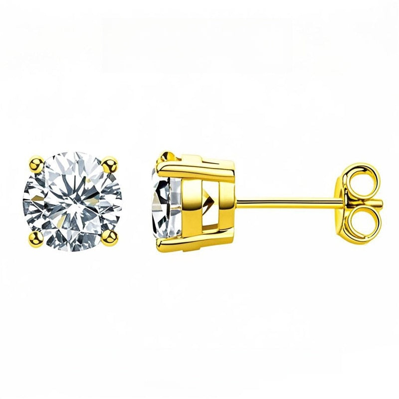 Classic Four-Claw Moissanite Sterling Silver Earrings