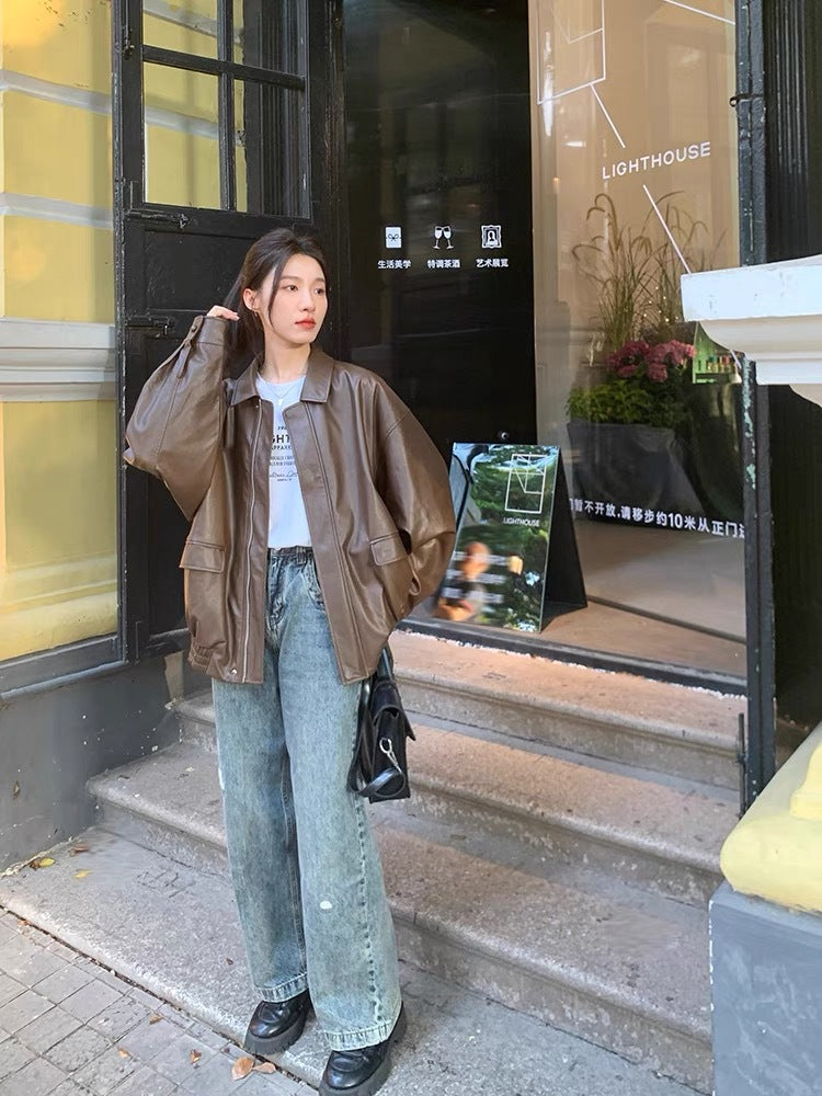 PU Imitation Leather Jacket