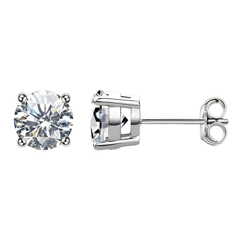 Classic Four-Claw Moissanite Sterling Silver Earrings