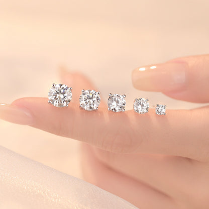 Classic Four-Claw Moissanite Sterling Silver Earrings