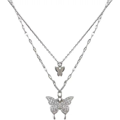 Double Layer Butterfly Pendant Necklace