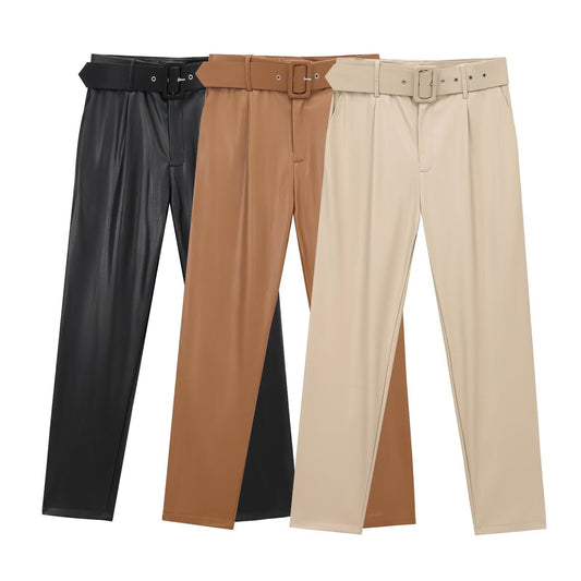 High-Waist Leather Pants