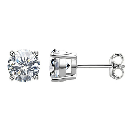 Classic Four-Claw Moissanite Sterling Silver Earrings
