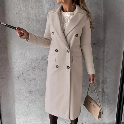 Womens Woolen Double-Breasted Coat